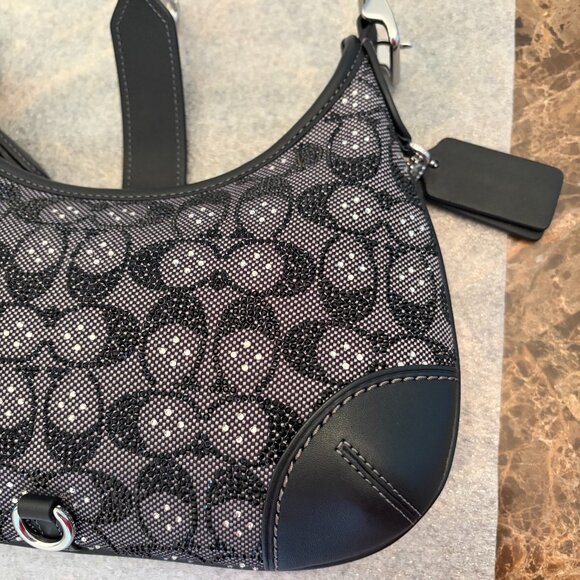 Coach Hampton's Hobo Bag in Crystal Signature Jacquard (Black) - Picture 3 of 16